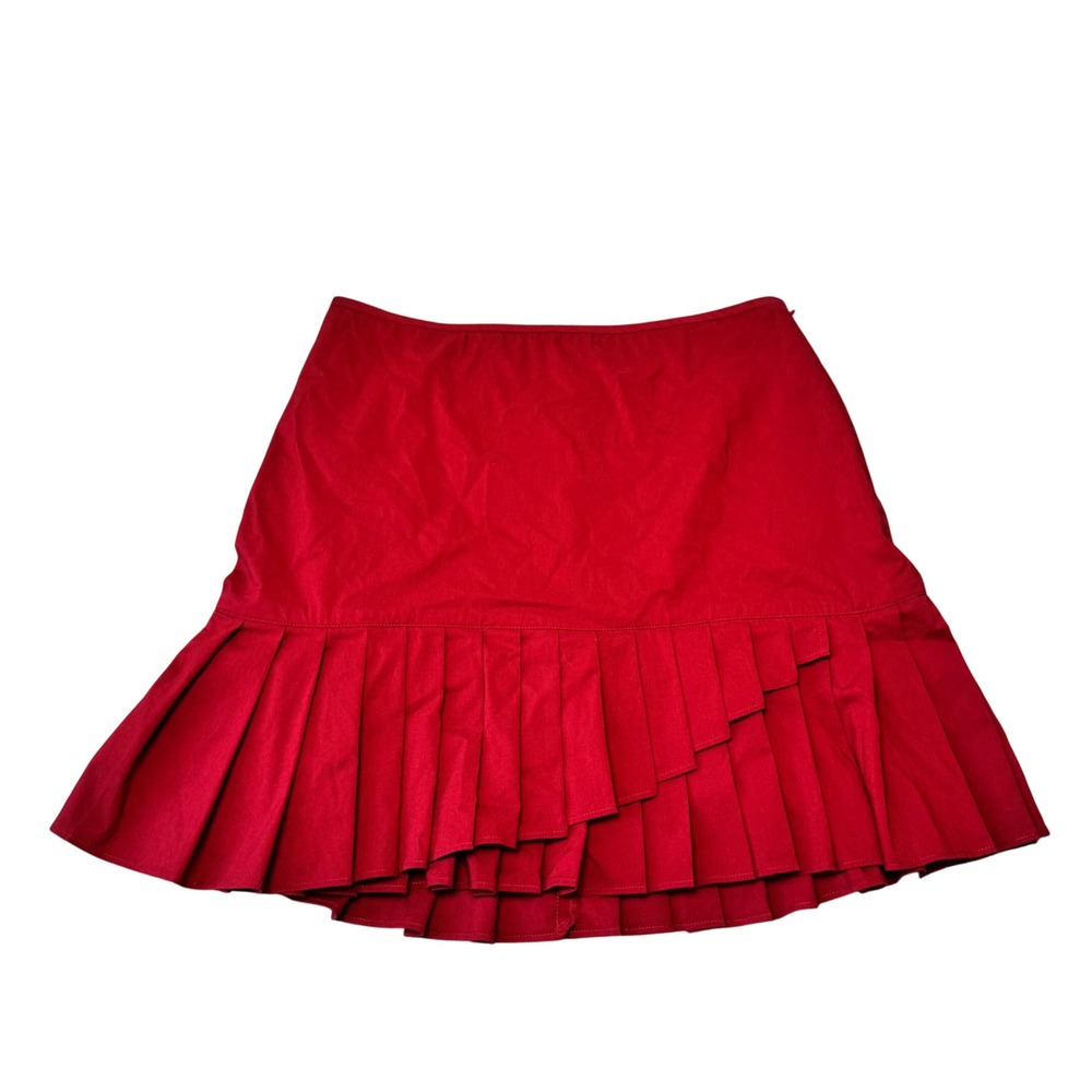 Y2K 90s Ann Taylor Loft Red Pleated Mini Skirt Size 0